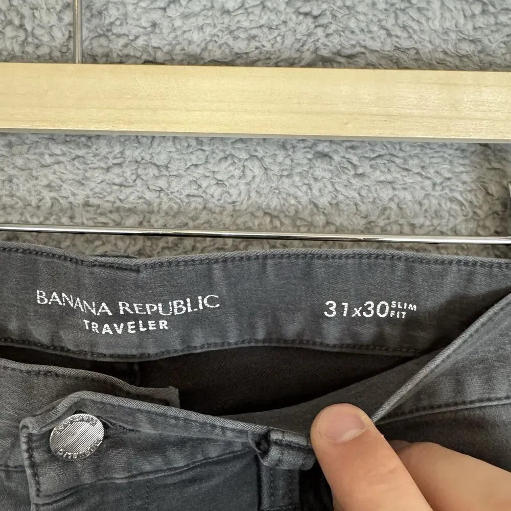 S Banana Republic Pants Mens 31x27 Grey Slim Fit Traveler‎ Chino Tapered Leg